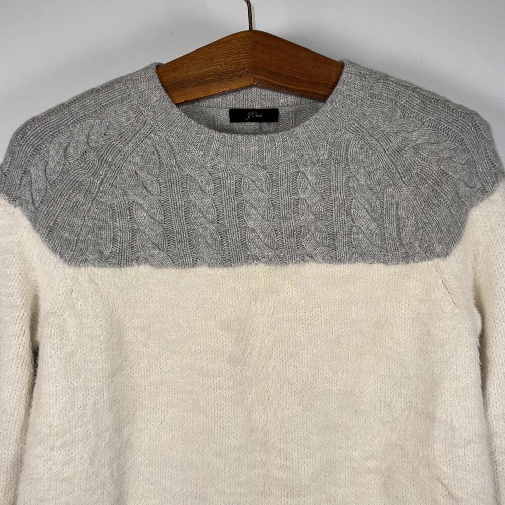 J. Crew Cable Fuzzy Merino Wool Crewneck Sweater - - Picture 2 of 7
